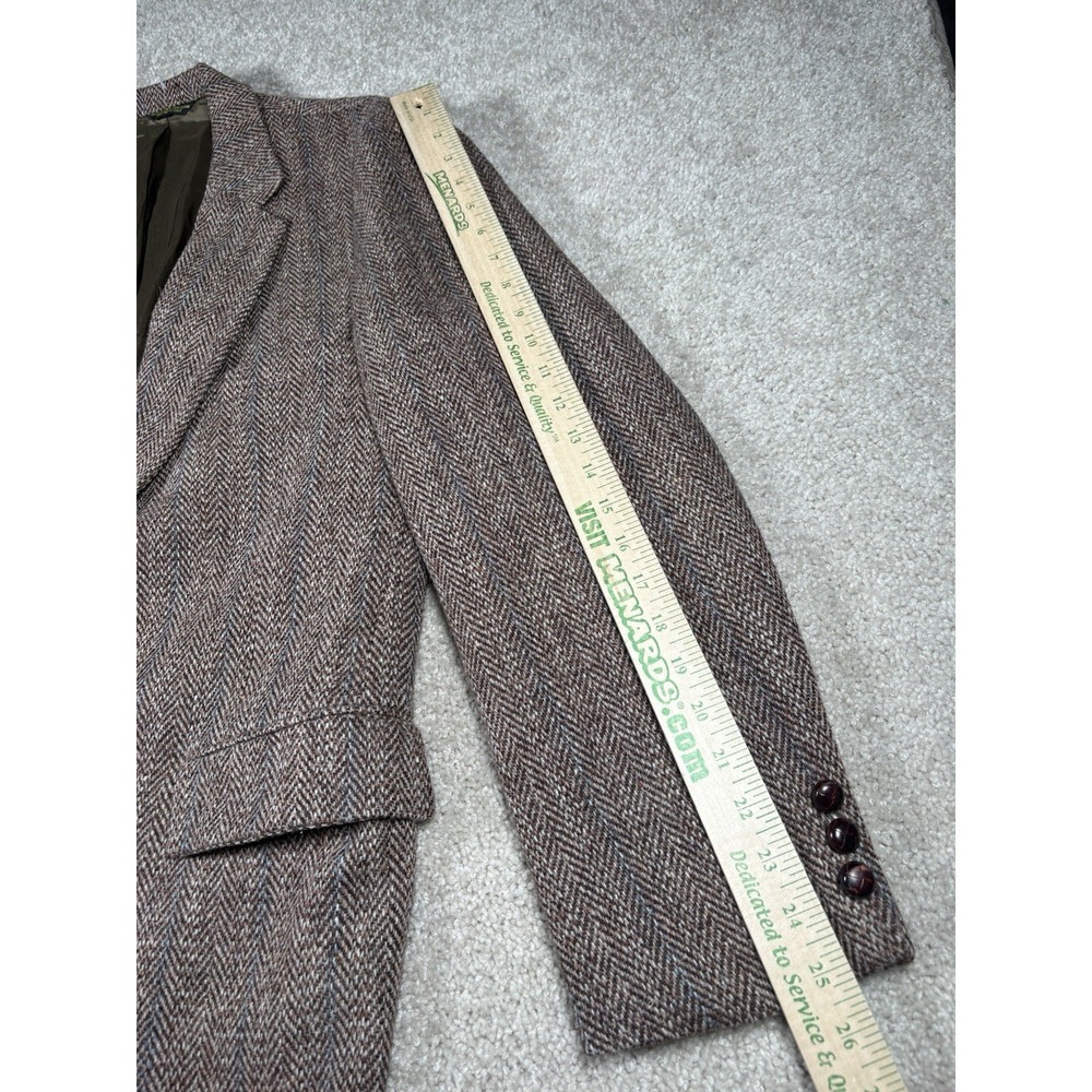 Vtg Harris Tweed Blazer Mens Brown Gray Herringbone Scottish Wool Sport Coat 44 - Picture 6 of 7